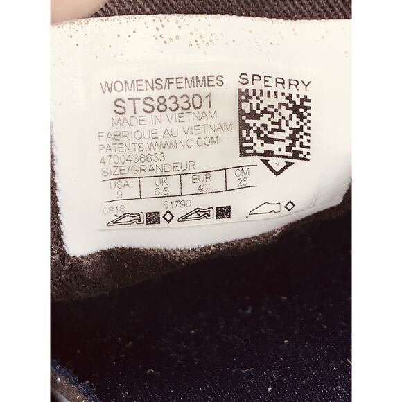 Womens 9 Sperry Canvas Sneakers  Shoes Black Memory Foam Insoles Top Sider Bling - Picture 9 of 13